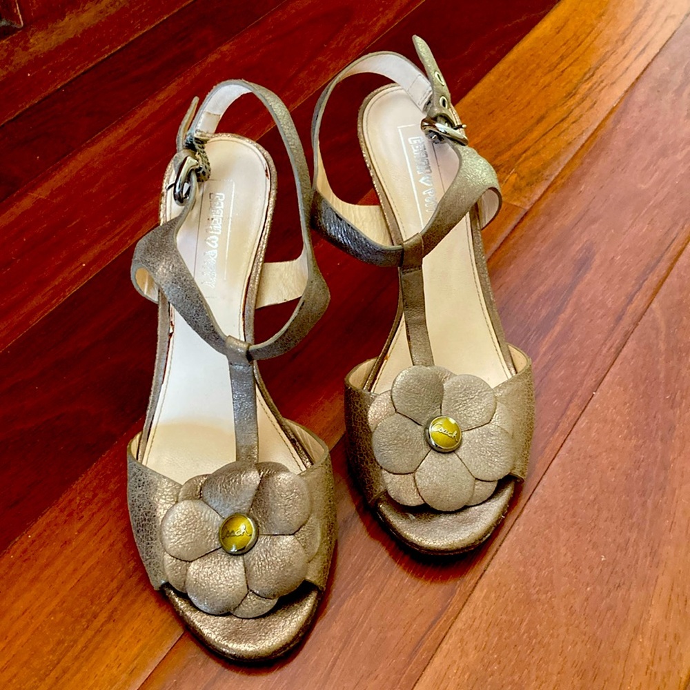 Coach Poppy 3.5 inch heels Sandal Gold